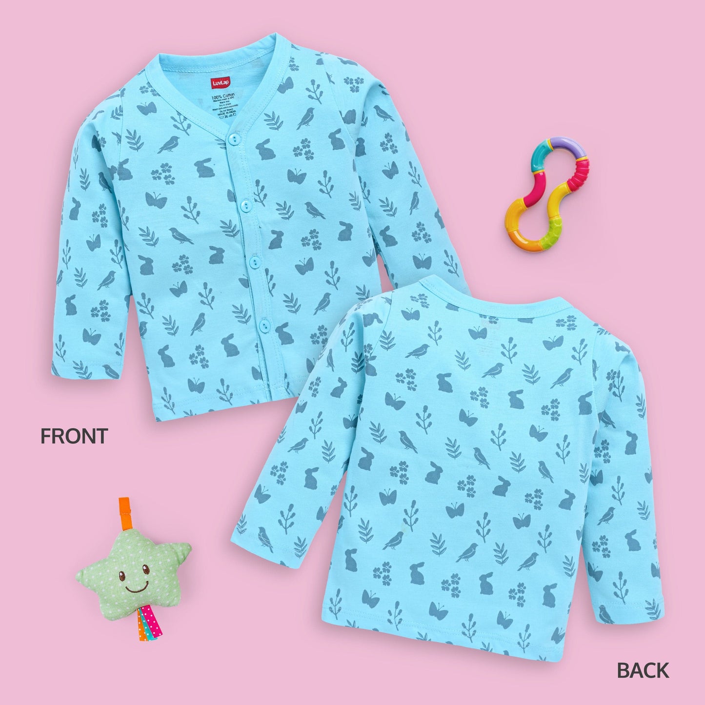 Baby Boys & Baby Girls Pack Of 4 Full Sleeve Jhabla, 100% Cotton