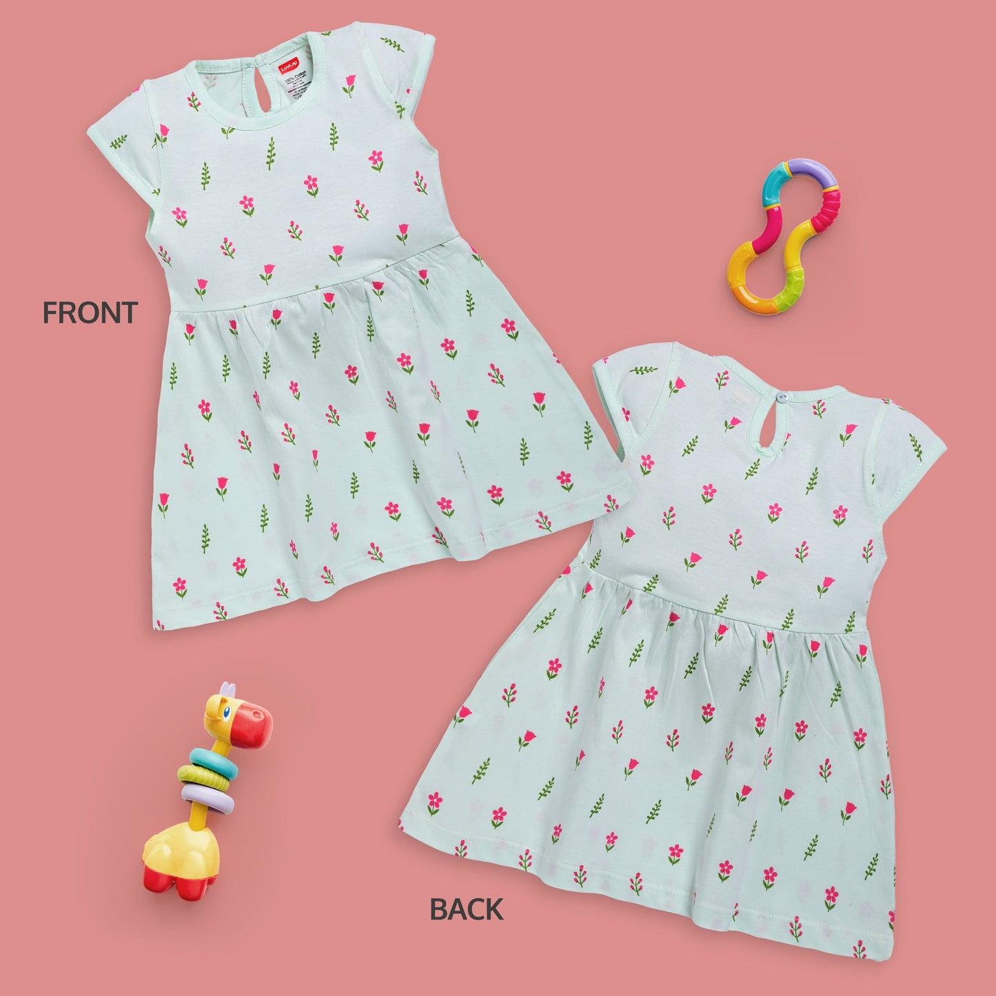 Baby Girls Pack Of 3 Half Sleeve Frock 100% Cotton