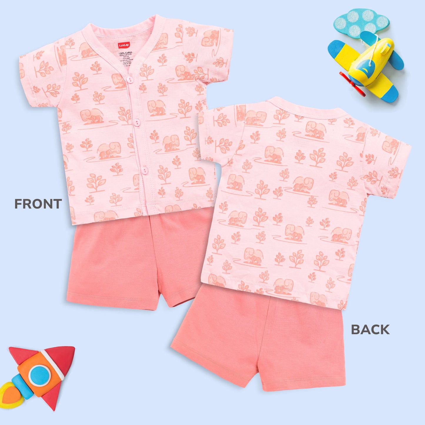 Baby Boys & Baby Girls Pack Of 3 Half Sleeve Jhabla & Shorts Set 100% Cotton