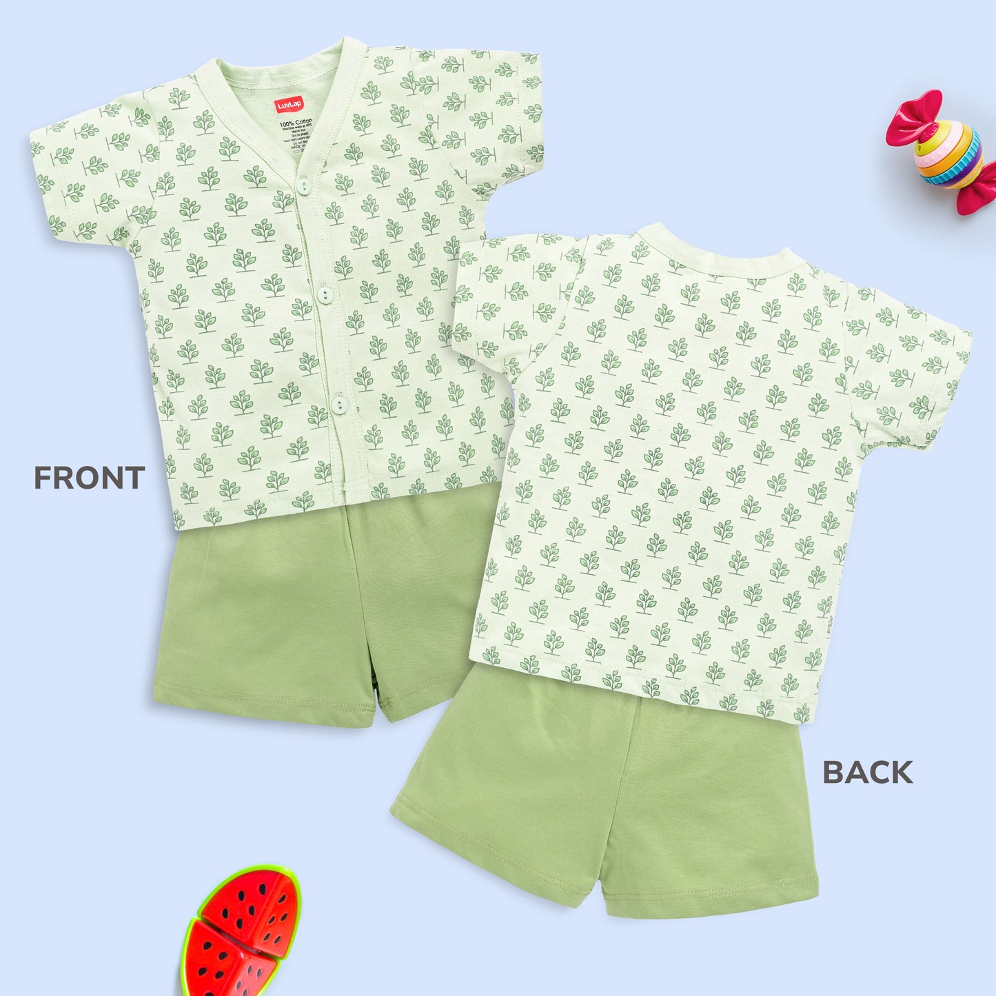 Baby Boys & Baby Girls Pack Of 3 Half Sleeve Jhabla & Shorts Set 100% Cotton