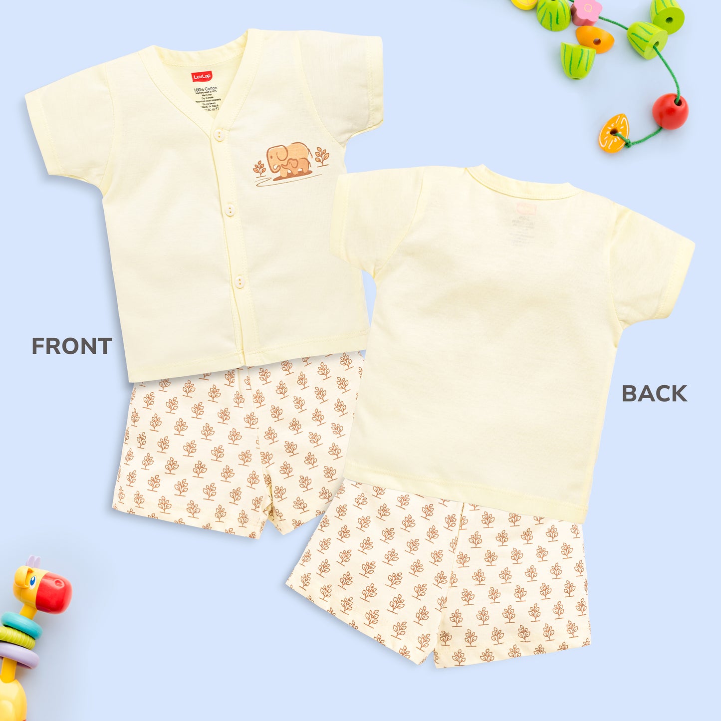 Baby Boys & Baby Girls Pack Of 3 Half Sleeve Jhabla & Shorts Set 100% Cotton