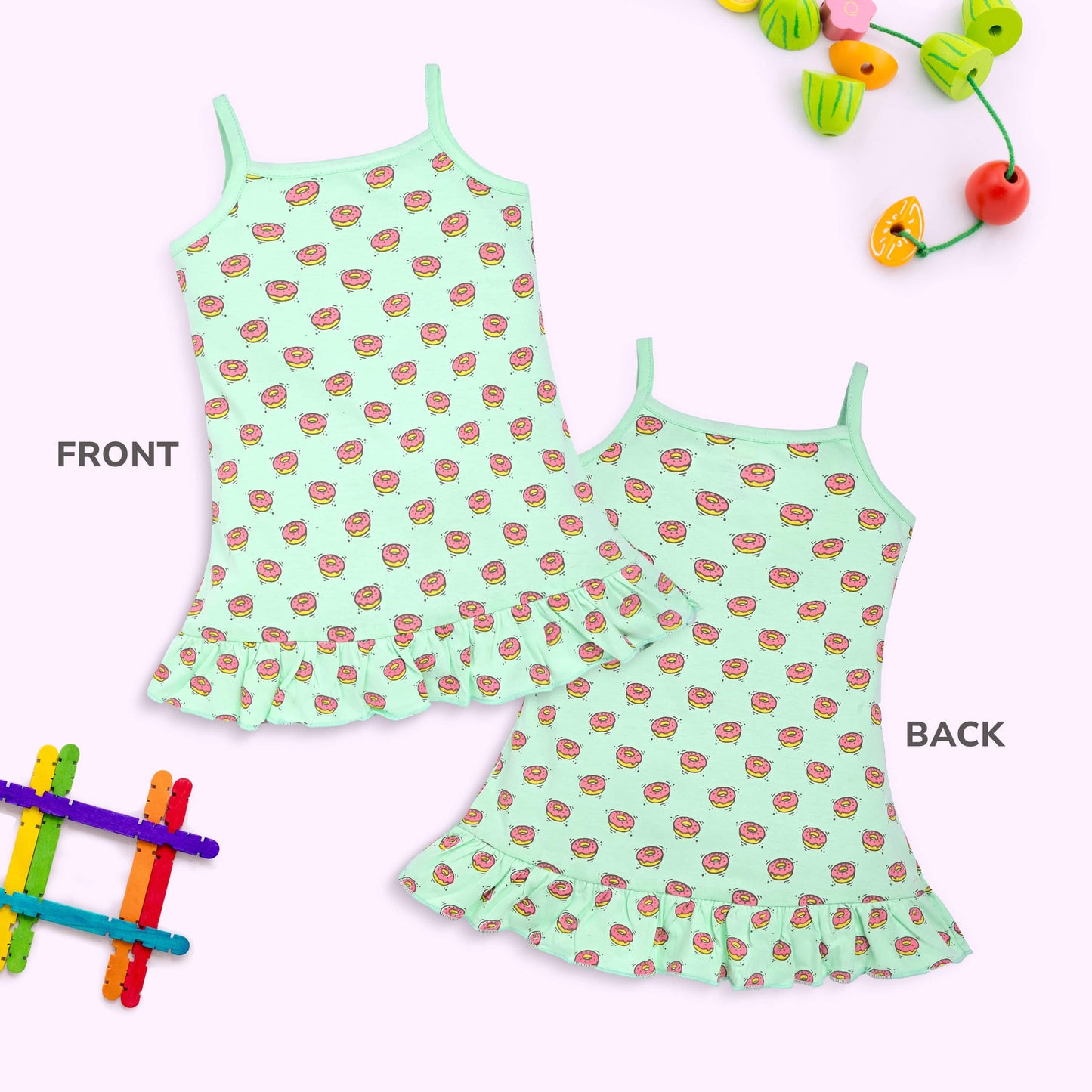 Baby Girls Pack Of 3 Sleeveless Frock 100% Cotton