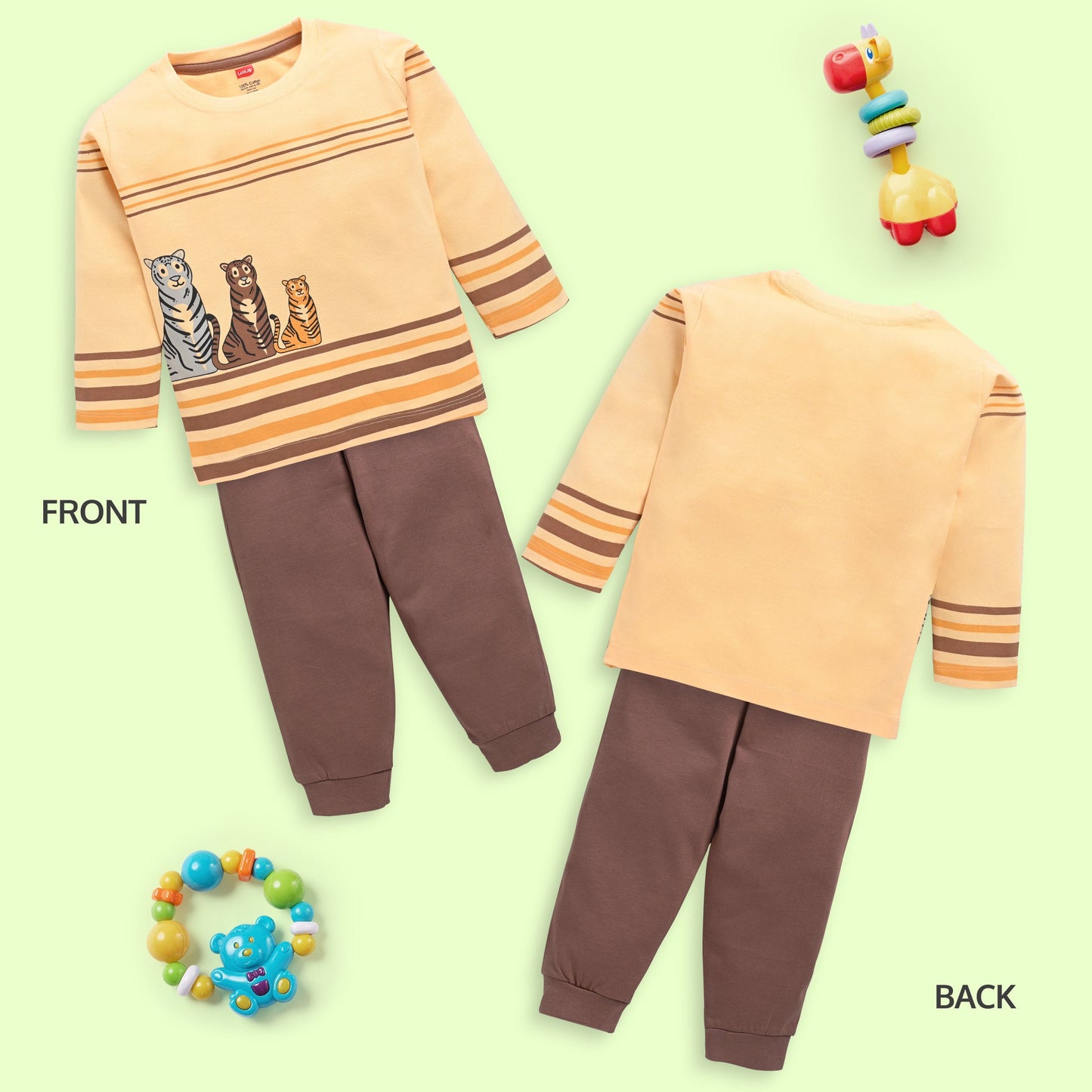 Baby Boys Pack Of 3 Full Sleeve T-Shirt & Pyjama Set 100% Cotton