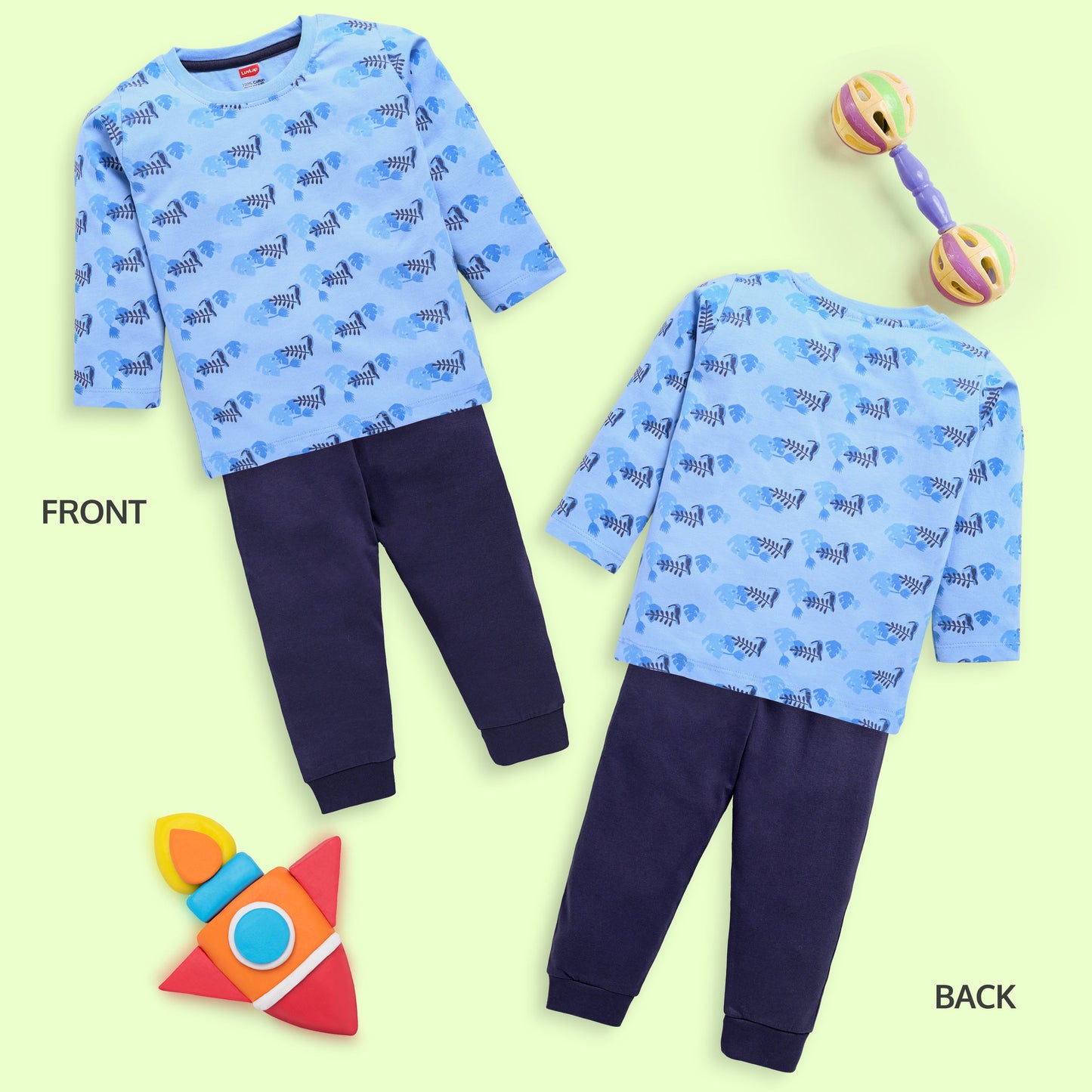 Baby Boys Pack Of 3 Full Sleeve T-Shirt & Pyjama Set 100% Cotton