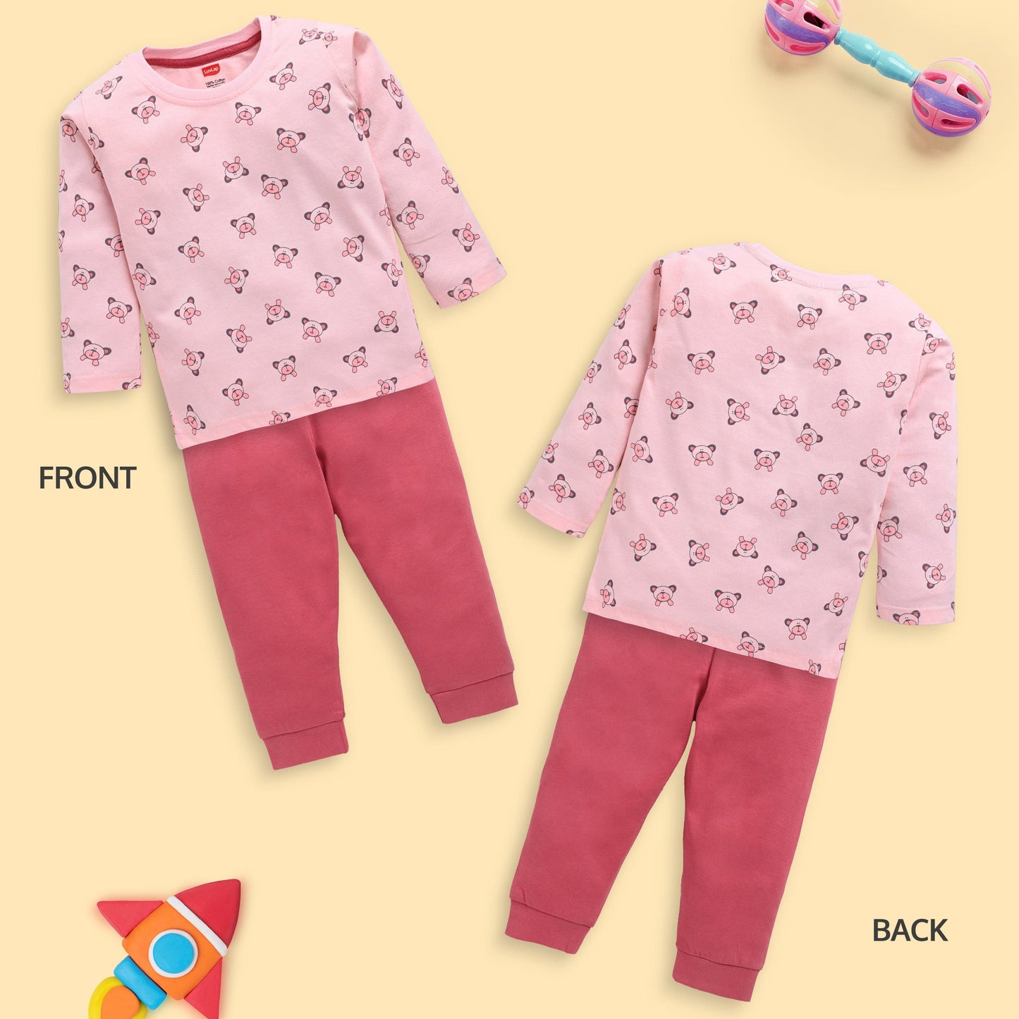 Baby Boys Pack Of 3 Full Sleeve T-Shirt & Pyjama Set 100% Cotton