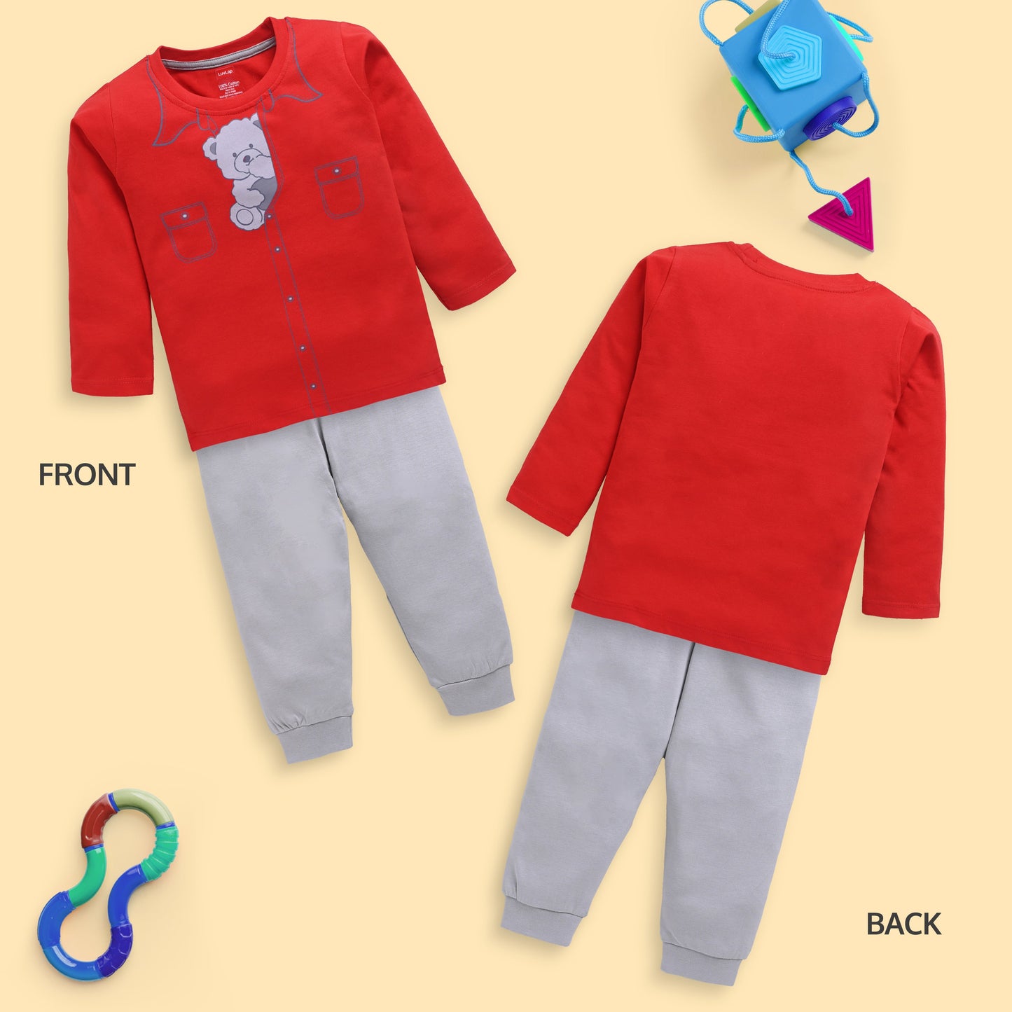 Baby Boys Pack Of 3 Full Sleeve T-Shirt & Pyjama Set 100% Cotton