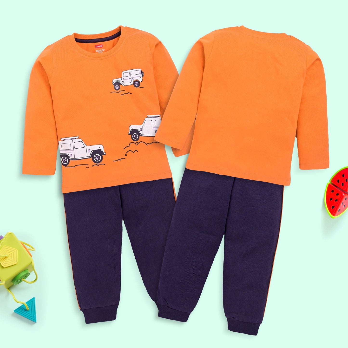 Baby Boys Pack Of 3 Full Sleeve T-Shirt & Pyjama Set 100% Cotton