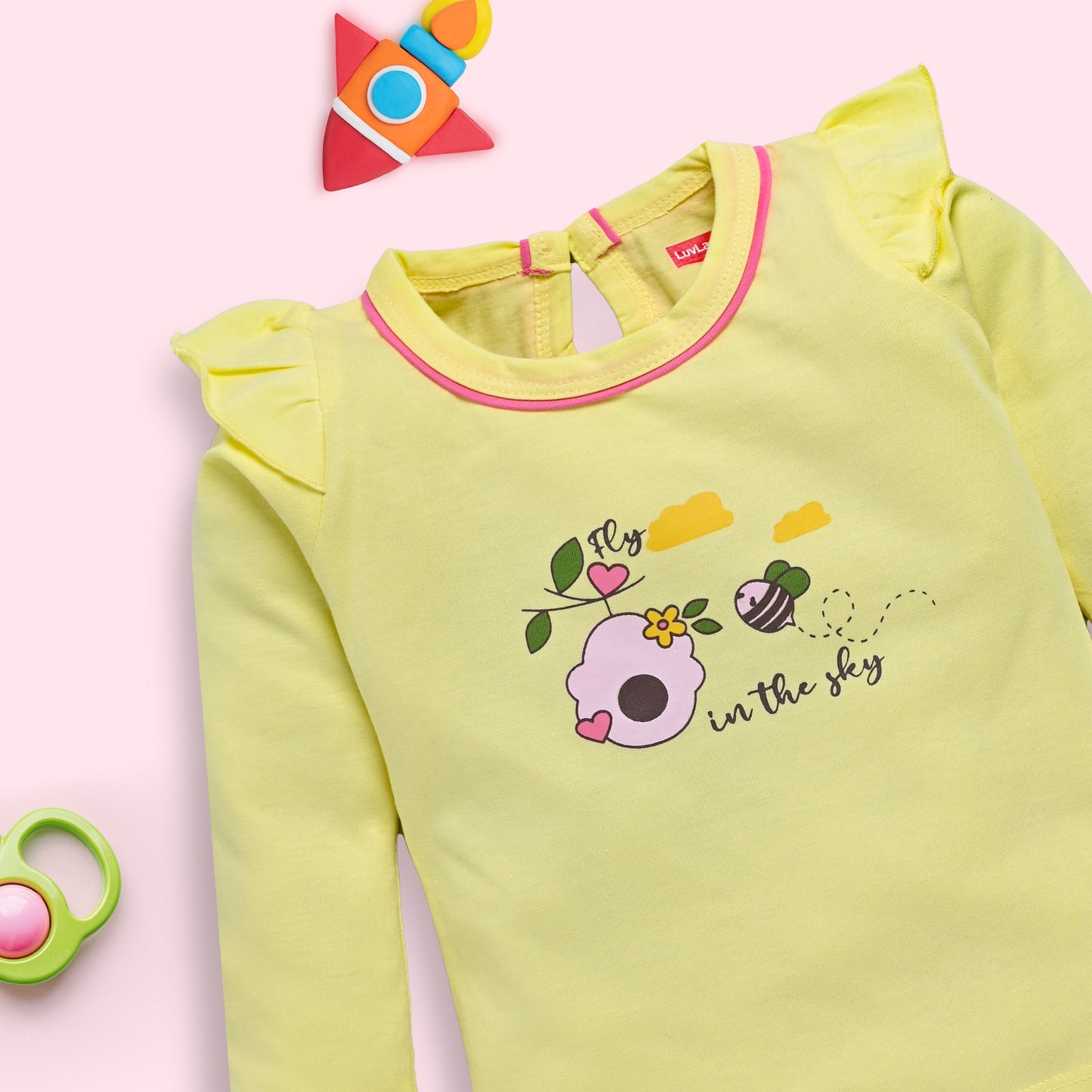 Baby Girls Pack Of 3 Full Sleeve Top & Pyjama Set 100% Cotton
