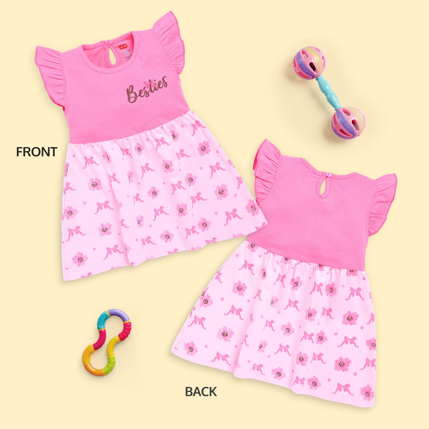 Baby Girls Pack Of 3 Half Sleeve Frock 100% Cotton