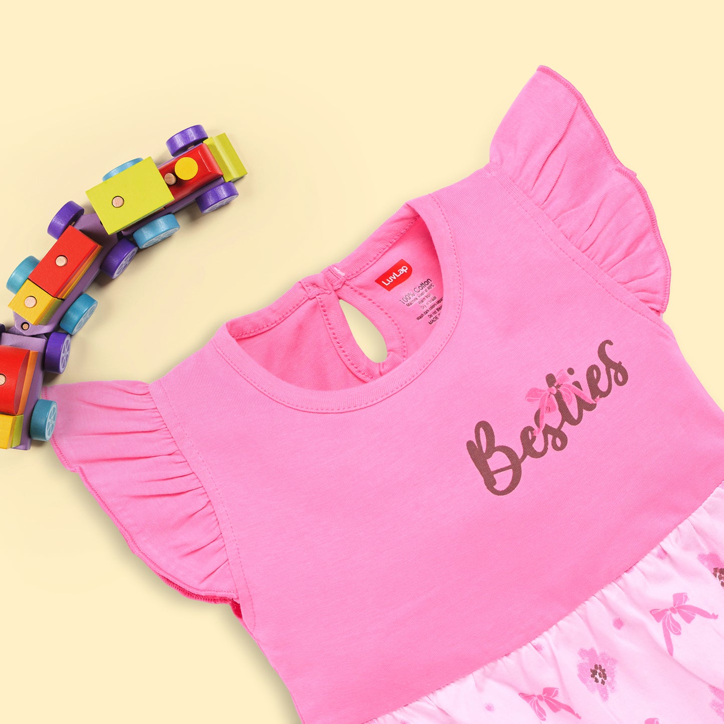 Baby Girls Pack Of 3 Half Sleeve Frock 100% Cotton