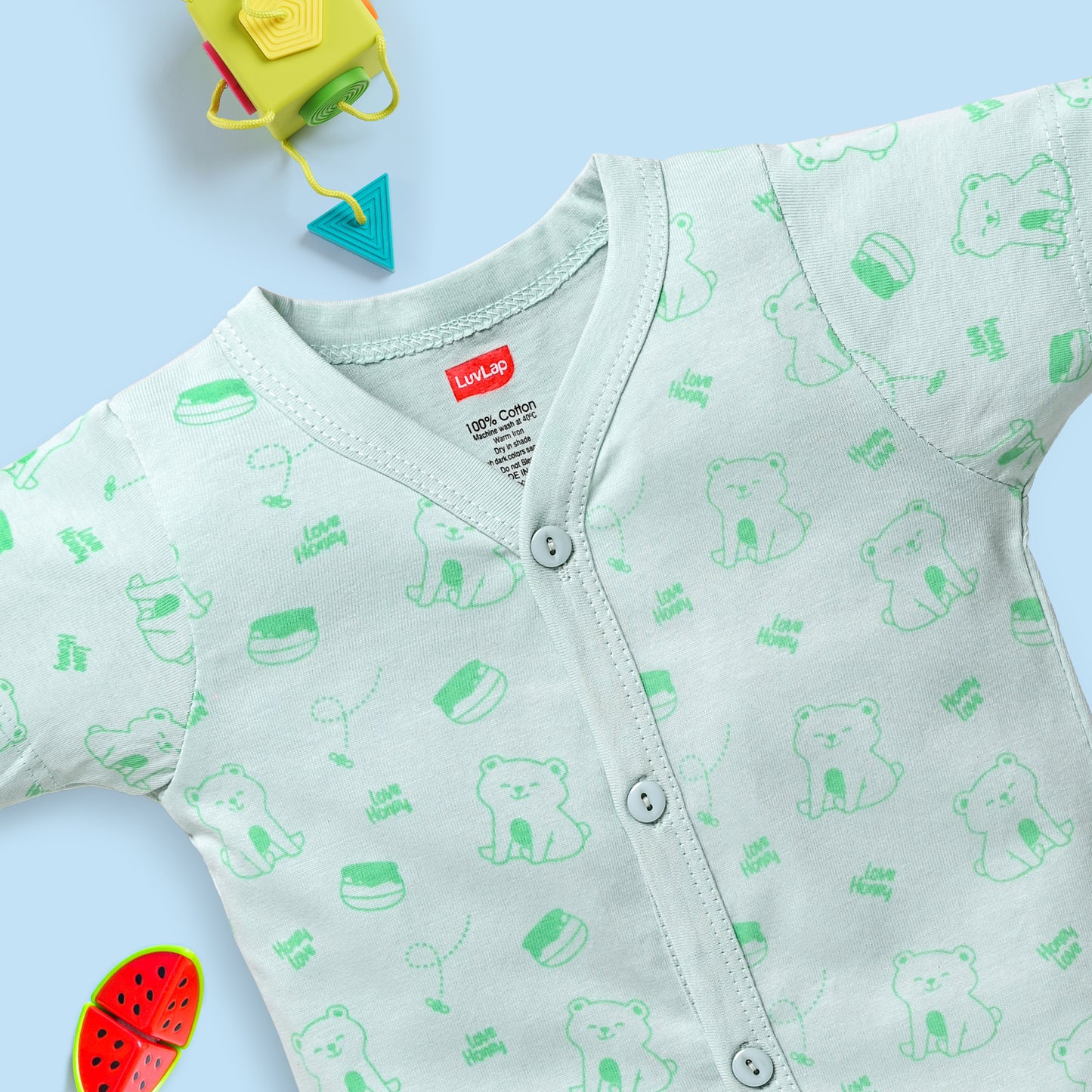 Baby Boys & Baby Girls Pack Of 3 Half Sleeve Jhabla & Shorts Set 100% Cotton
