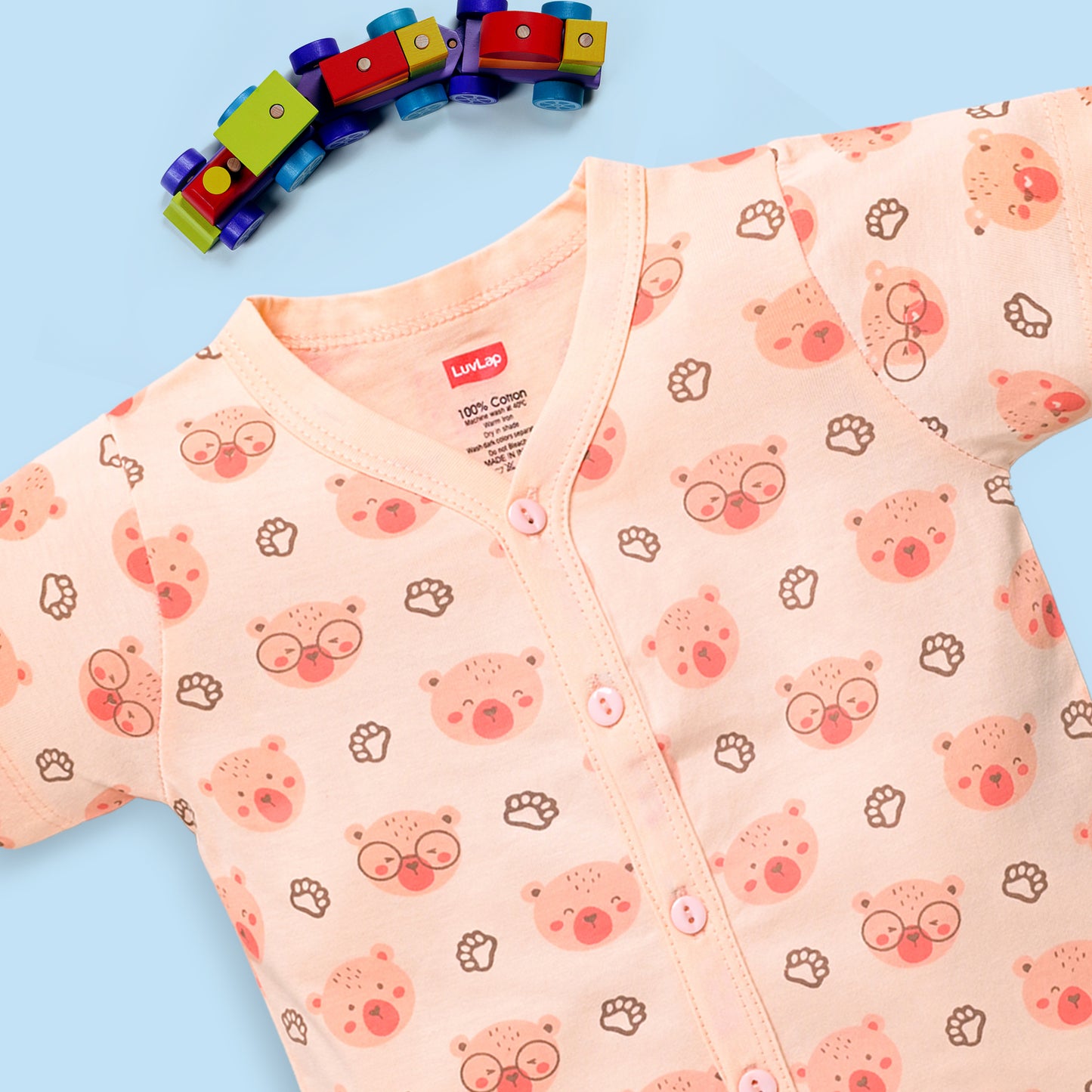 Baby Boys & Baby Girls Pack Of 3 Half Sleeve Jhabla & Shorts Set 100% Cotton