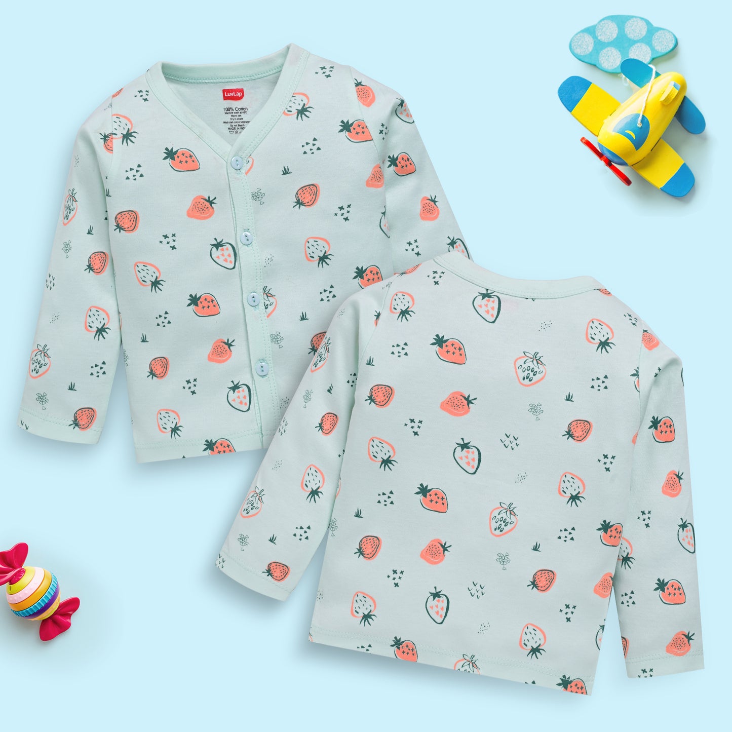 Baby Boys & Baby Girls Pack Of 4 Full Sleeve Jhabla, 100% Cotton