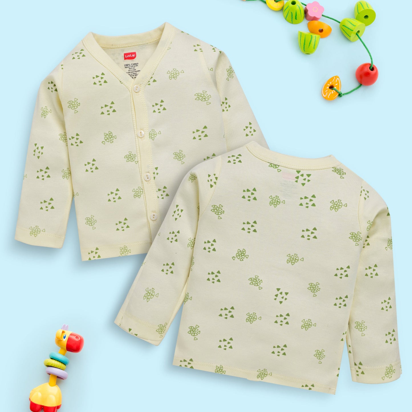 Baby Boys & Baby Girls Pack Of 4 Full Sleeve Jhabla, 100% Cotton