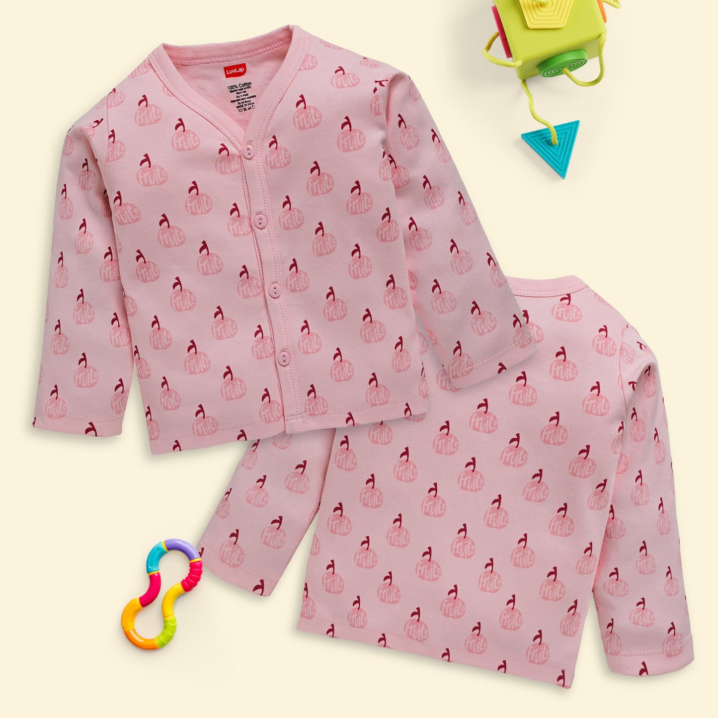 Baby Boys & Baby Girls Pack Of 4 Full Sleeve Jhabla, 100% Cotton