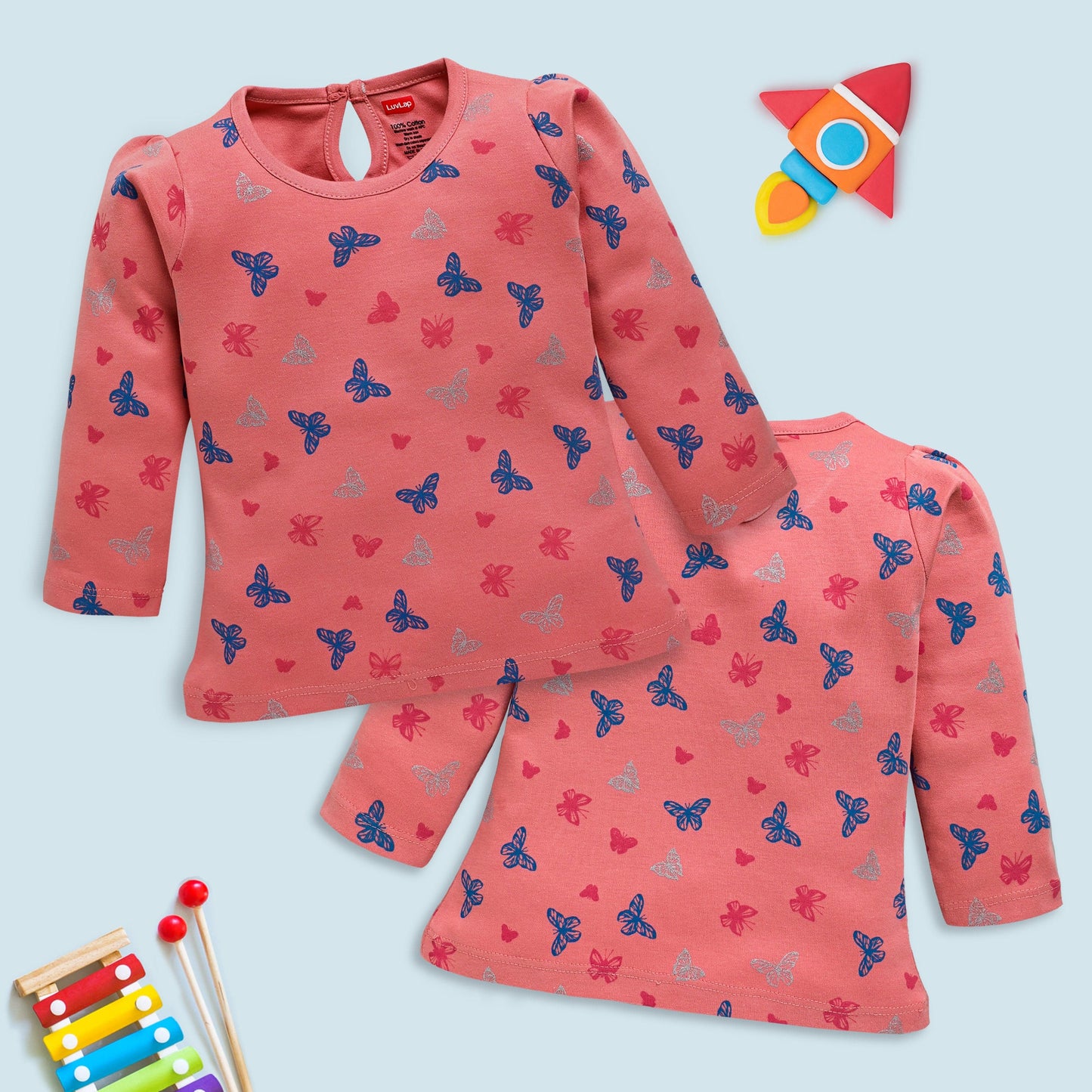 Baby Girls Pack Of 4 Full Sleeve Top 100% Cotton