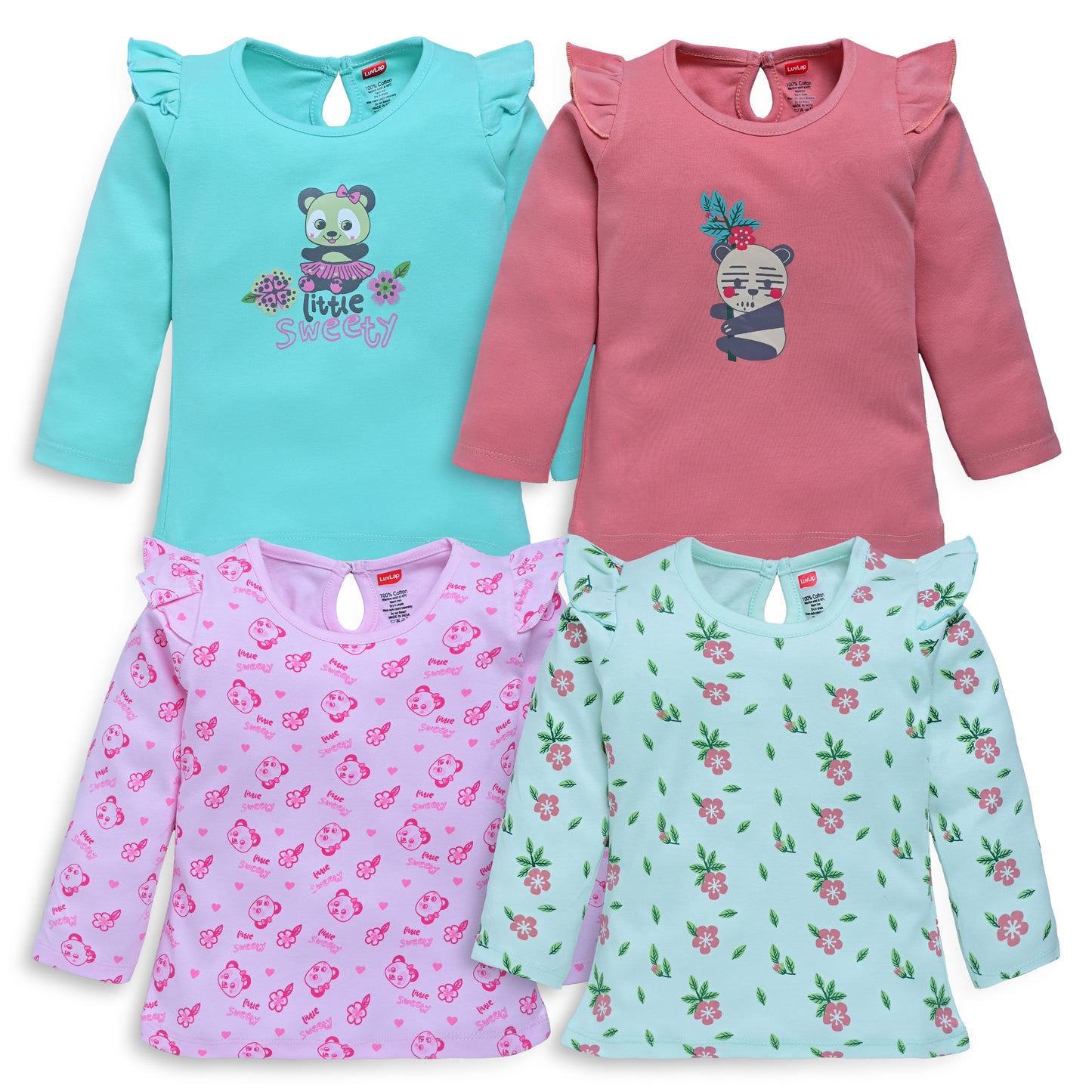 Baby Girls Pack Of 4 Full Sleeve Top 100% Cotton