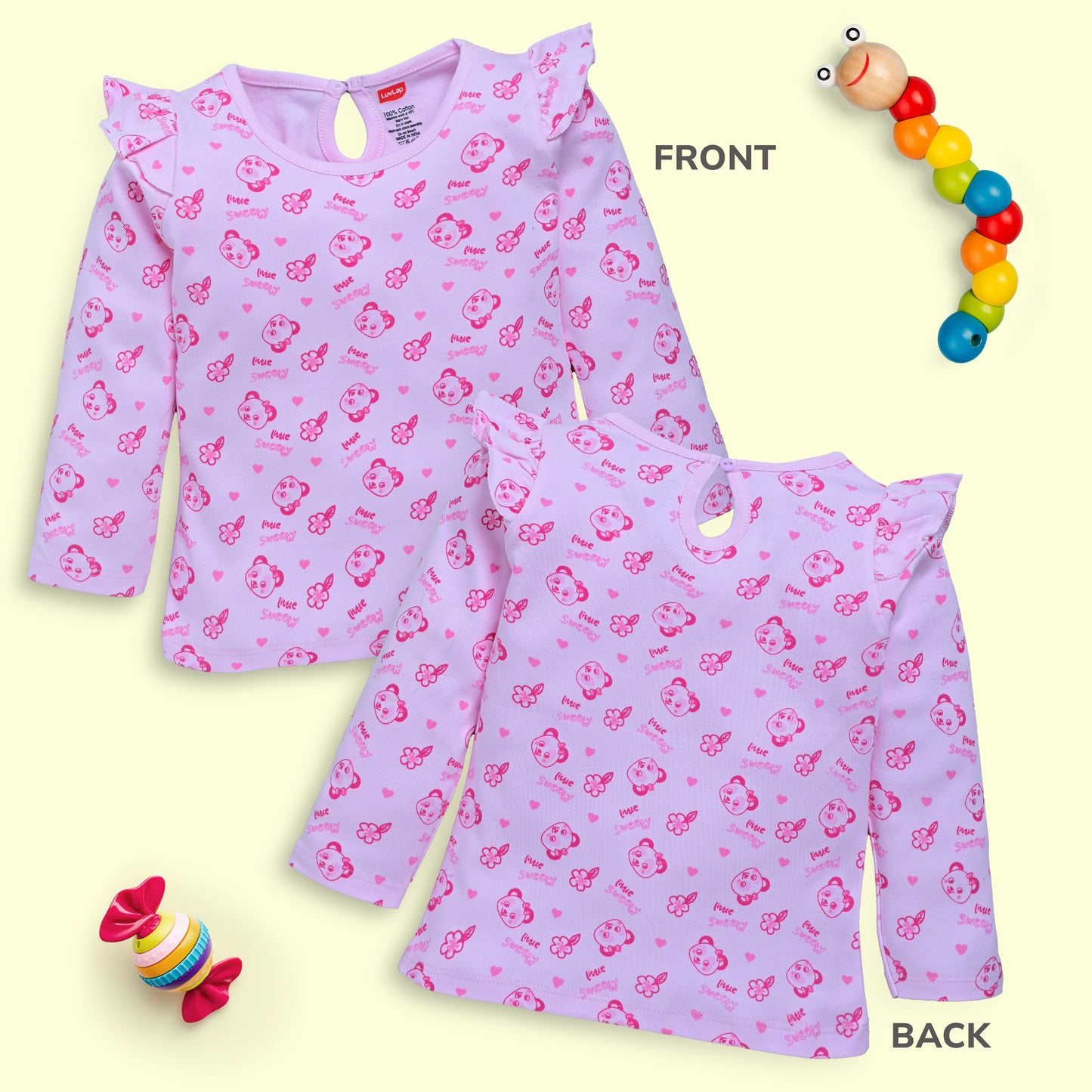 Baby Girls Pack Of 4 Full Sleeve Top 100% Cotton