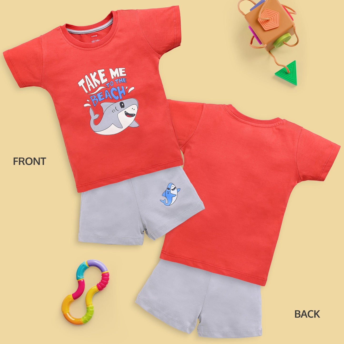 Baby Boys Pack Of 3 Half Sleeve T-Shirt & Shorts Set 100% Cotton