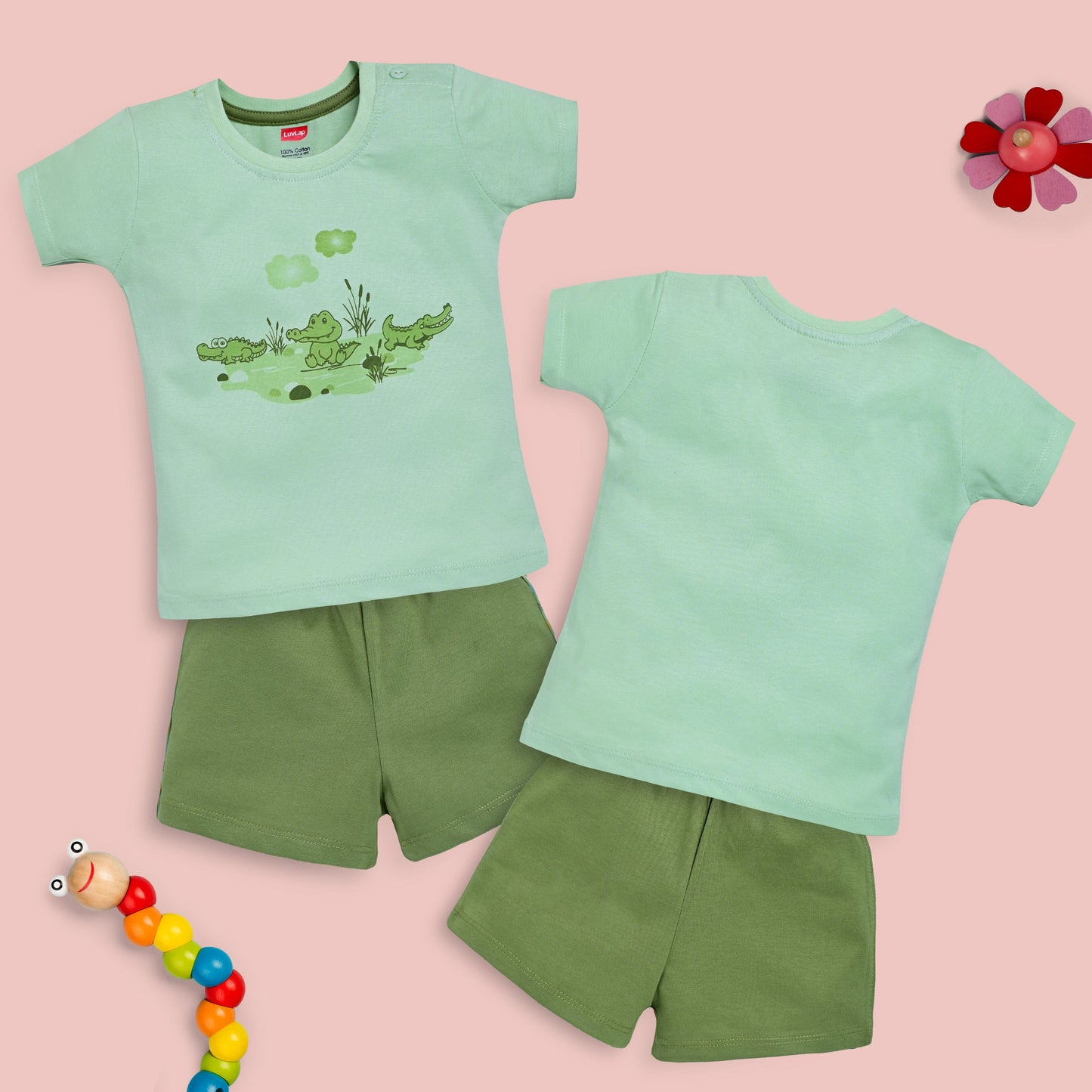 Baby Boys Pack Of 3 Half Sleeve T-Shirt & Shorts Set 100% Cotton