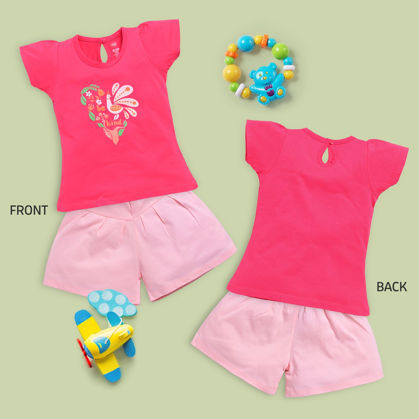 Baby Girls Regular Fit 100% Cotton Half Sleeves Girls Top CoSets Pack Of 3