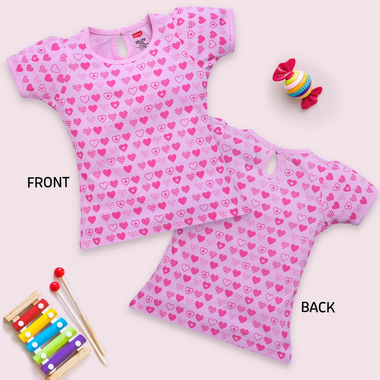 Baby Girls Pack Of 5 Half Sleeve Top 100% Cotton