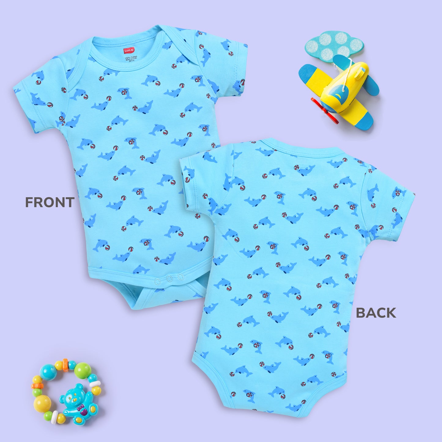 Baby Boys and Girls 100% Cotton Half Sleeve Romper/Bodysuit Pack Of 4