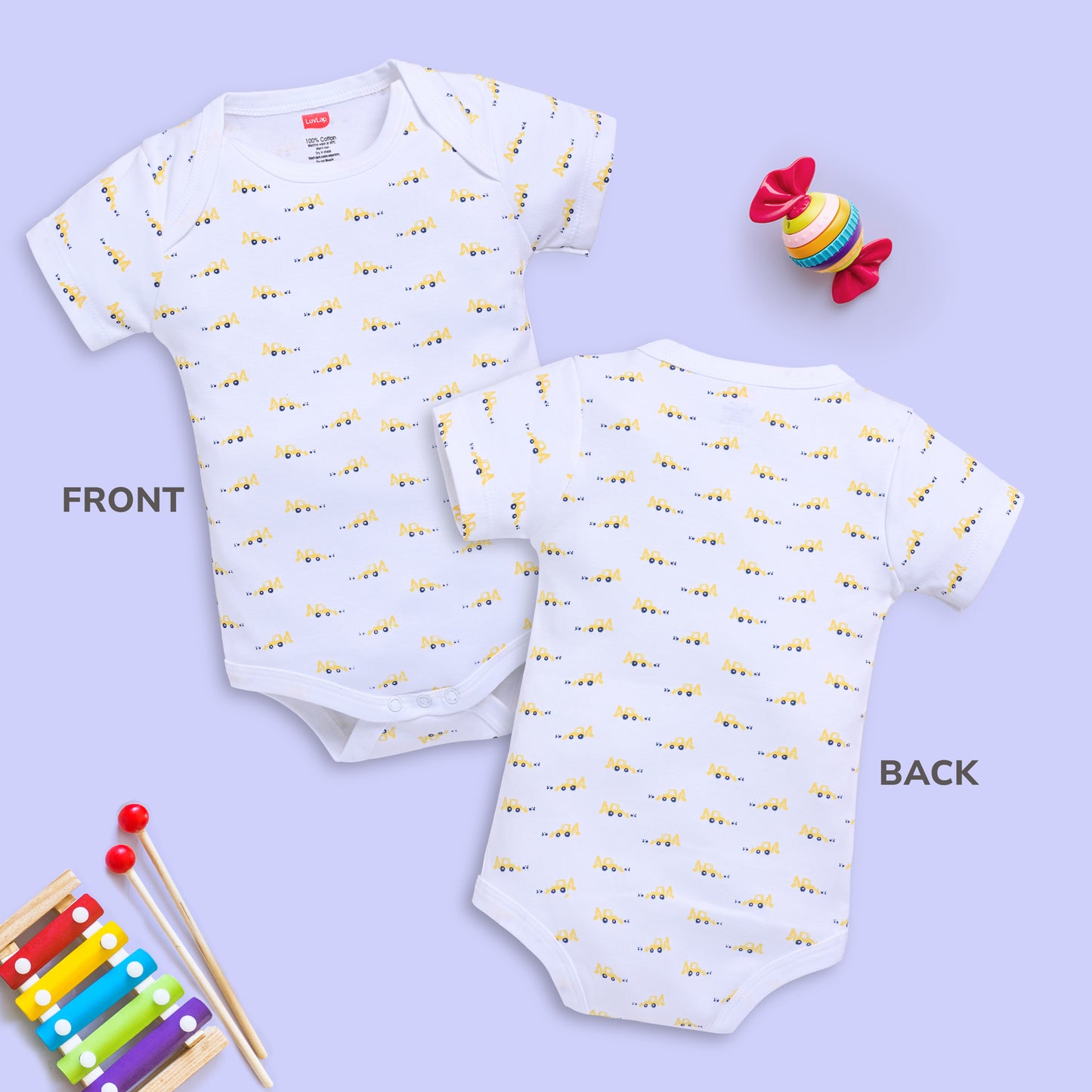 Baby Boys and Girls 100% Cotton Half Sleeve Romper/Bodysuit Pack Of 4