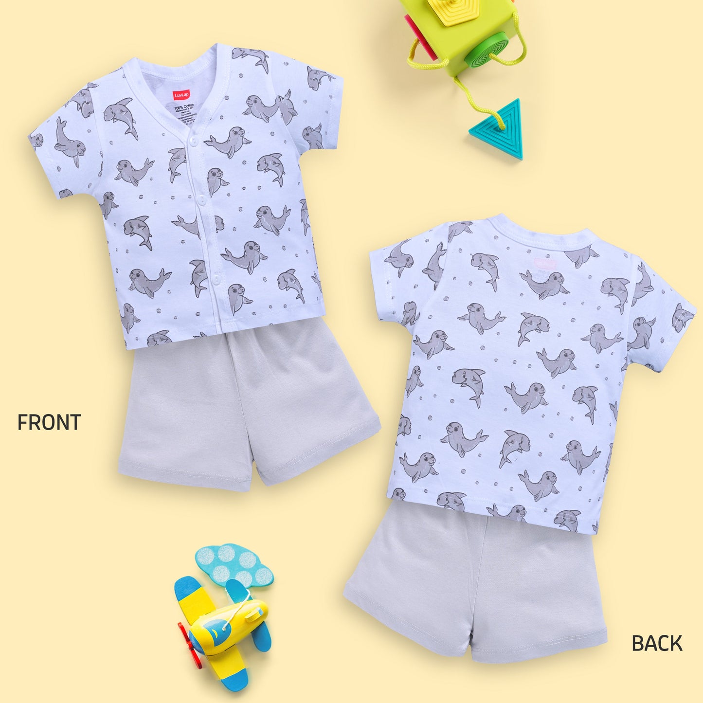 Baby Boys & Girls Regular Fit 100% Cotton Half Sleeve Jhabla & Shorts Sets Pack Of 3