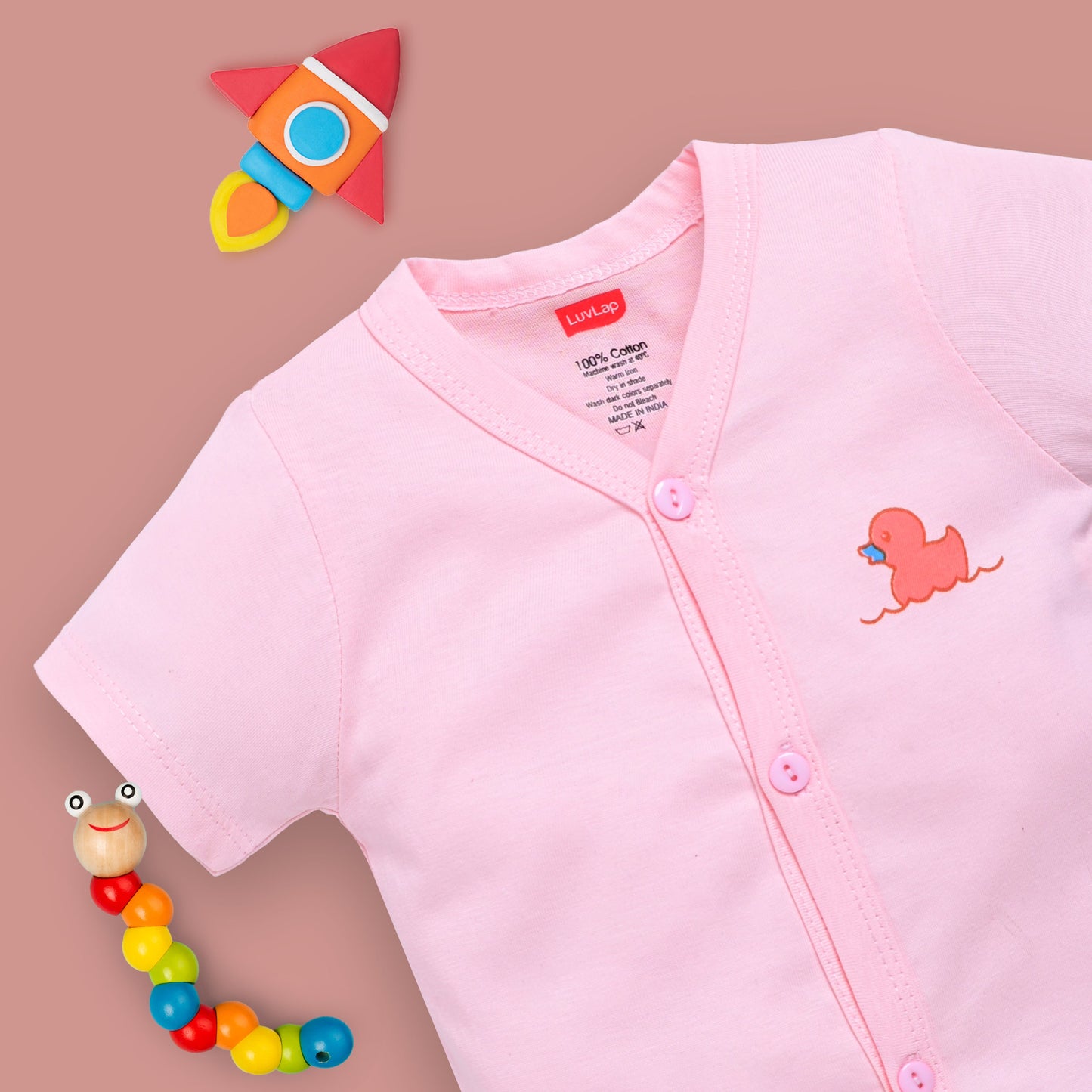 Boys & Girls Regular Fit 100% Cotton Half Sleeve Jhabla & Shorts Sets Pack Of 3, Sea Green, Pink Rose & Mango