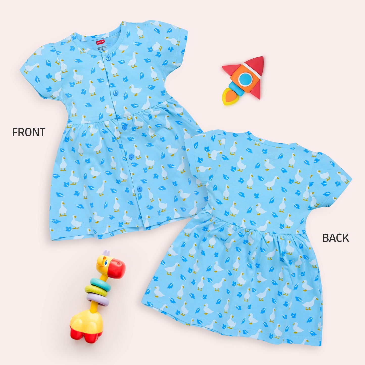 Baby Girls Pack Of 3 Half Sleeve Frock 100% Cotton