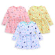 Baby Girls 100% Cotton Full Sleeve Girl Frock Pack Of 3, Lime Green, White & Pink Rose