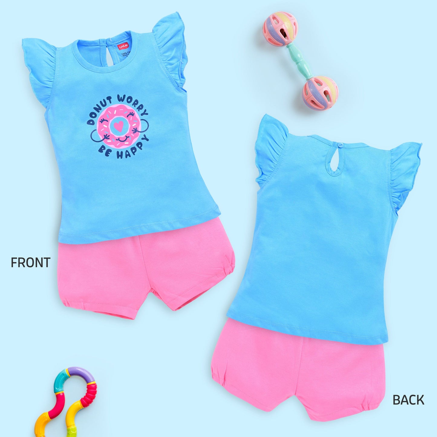 Baby Girls 100% Cotton Sleeveless Girls Top & Shorts Sets Pack Of 3