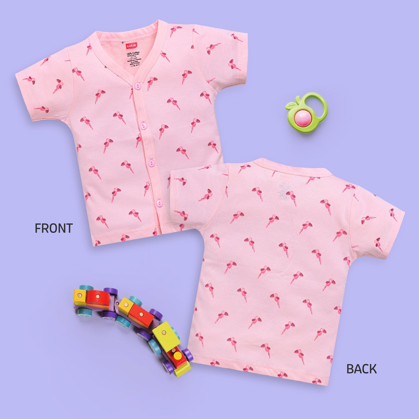 Baby Boys & Baby Girls Pack Of 4 Half Sleeve Jhabla, 100% Cotton