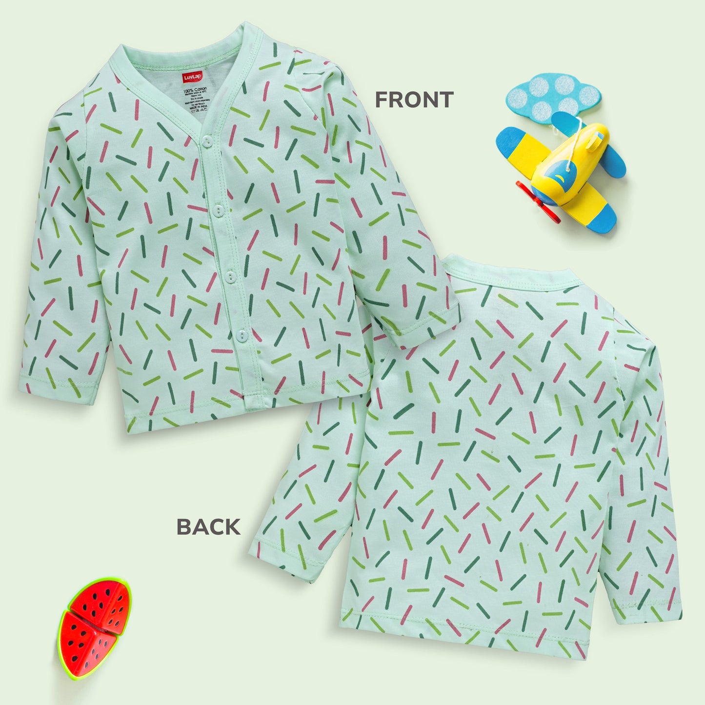 Baby Boys & Baby Girls Pack Of 4 Full Sleeve Jhabla, 100% Cotton
