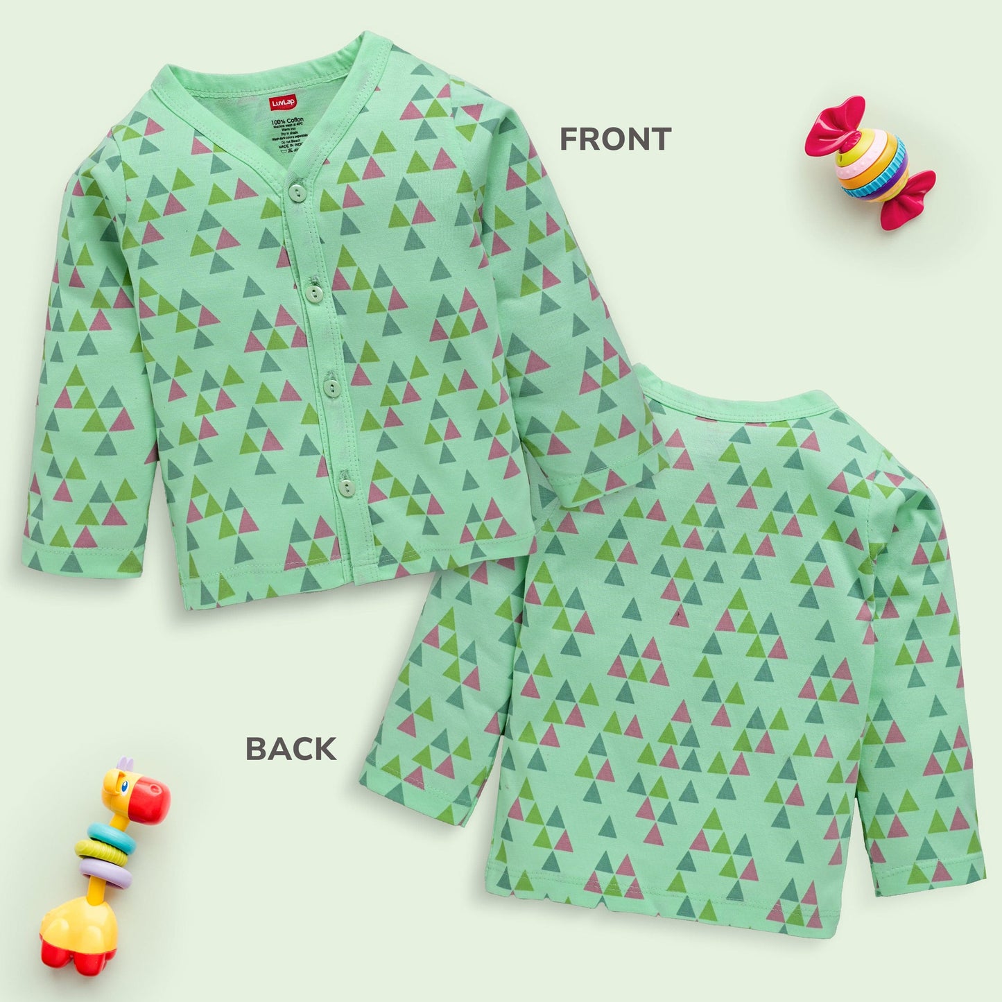 Baby Boys & Baby Girls Pack Of 4 Full Sleeve Jhabla, 100% Cotton