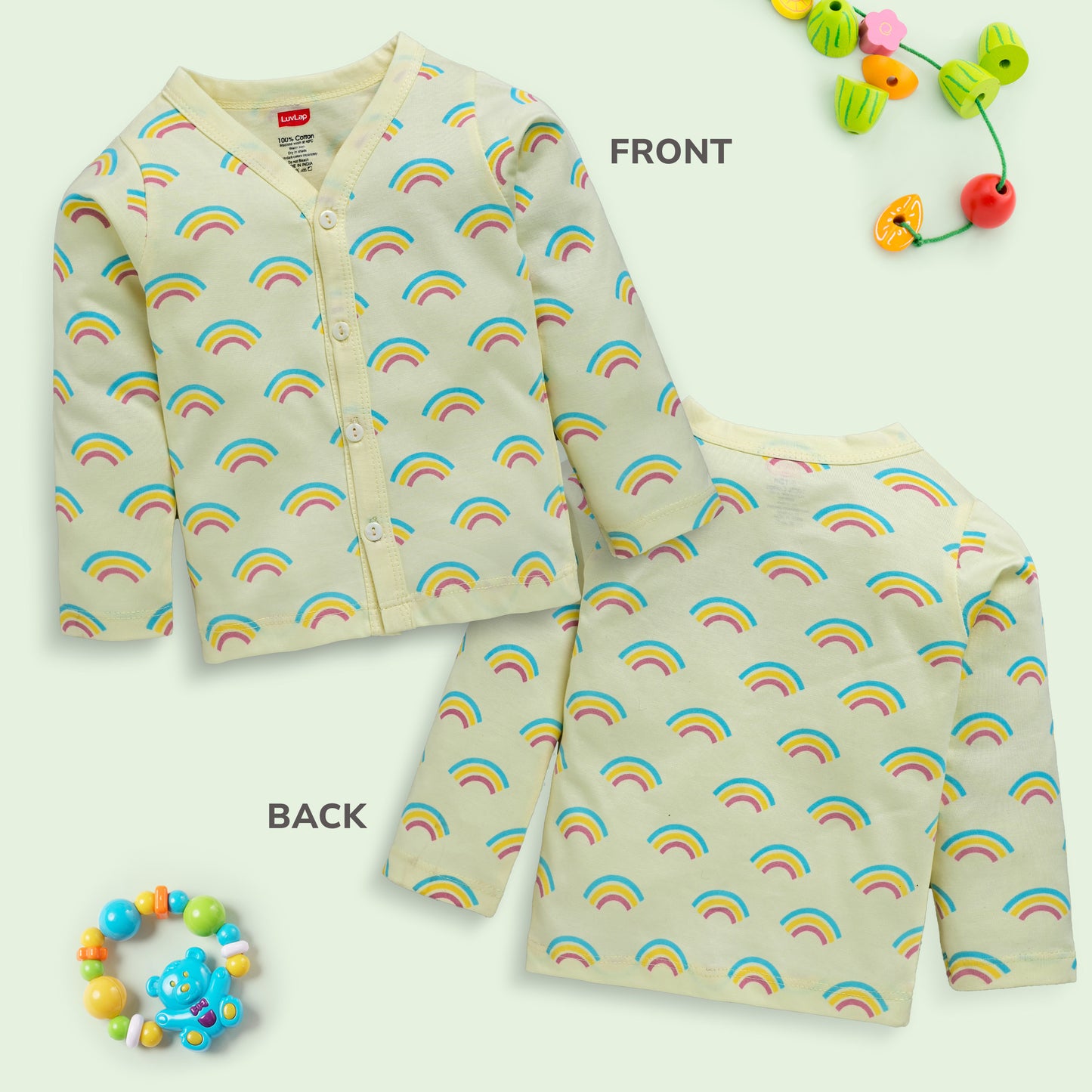 Baby Boys & Baby Girls Pack Of 4 Full Sleeve Jhabla, 100% Cotton