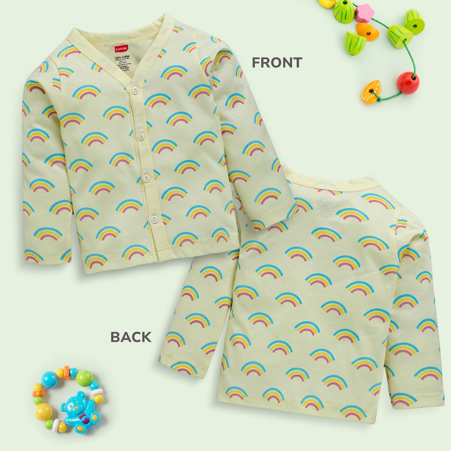 Baby Boys & Baby Girls Pack Of 4 Full Sleeve Jhabla, 100% Cotton