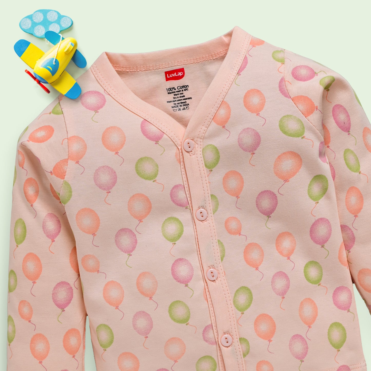 Baby Boys & Baby Girls Pack Of 4 Full Sleeve Jhabla, 100% Cotton