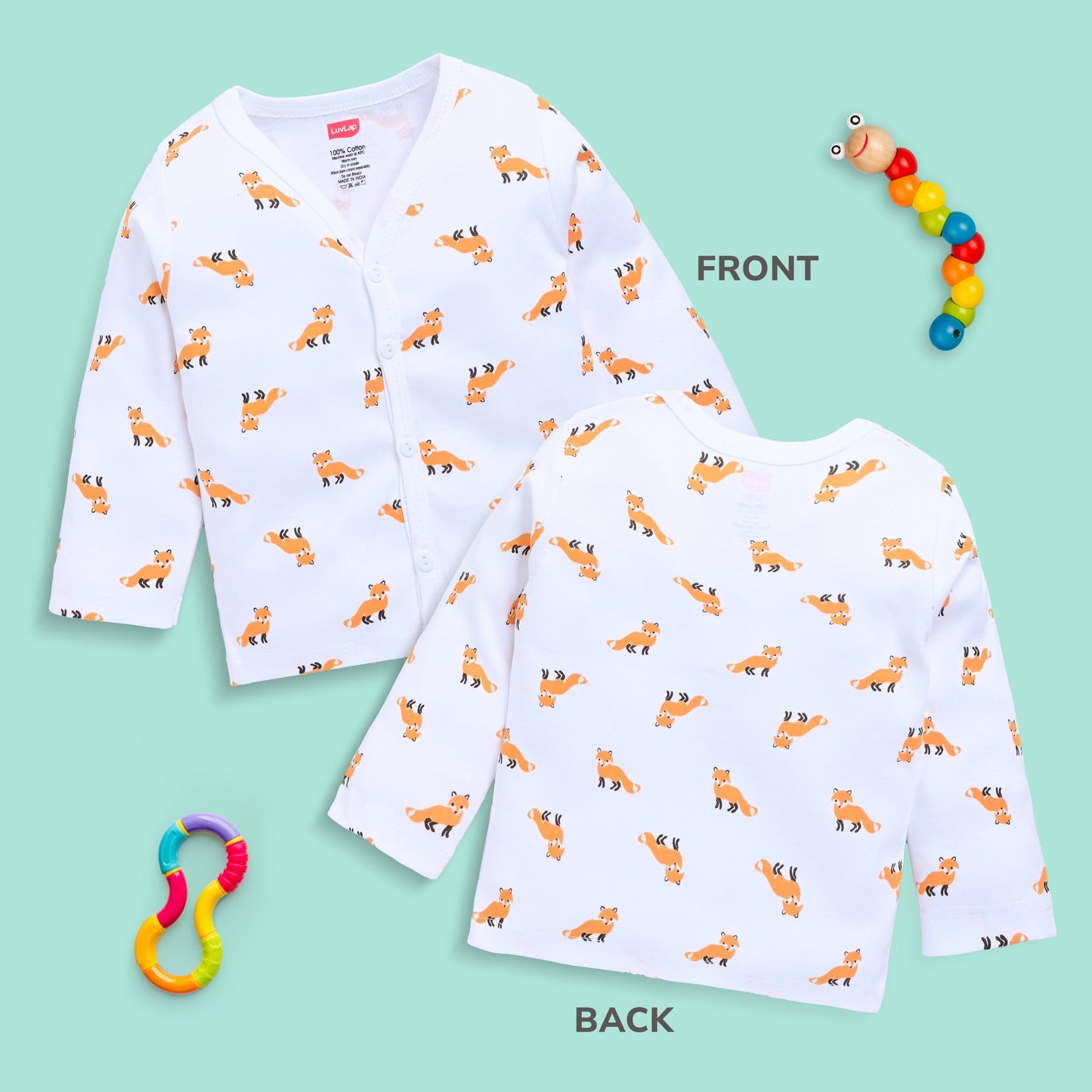 Boys & Girls Regular Fit 100% Cotton Full Sleeves Jhabla Pack Of 4, Off White, Light Peach, White & Baltic Sea