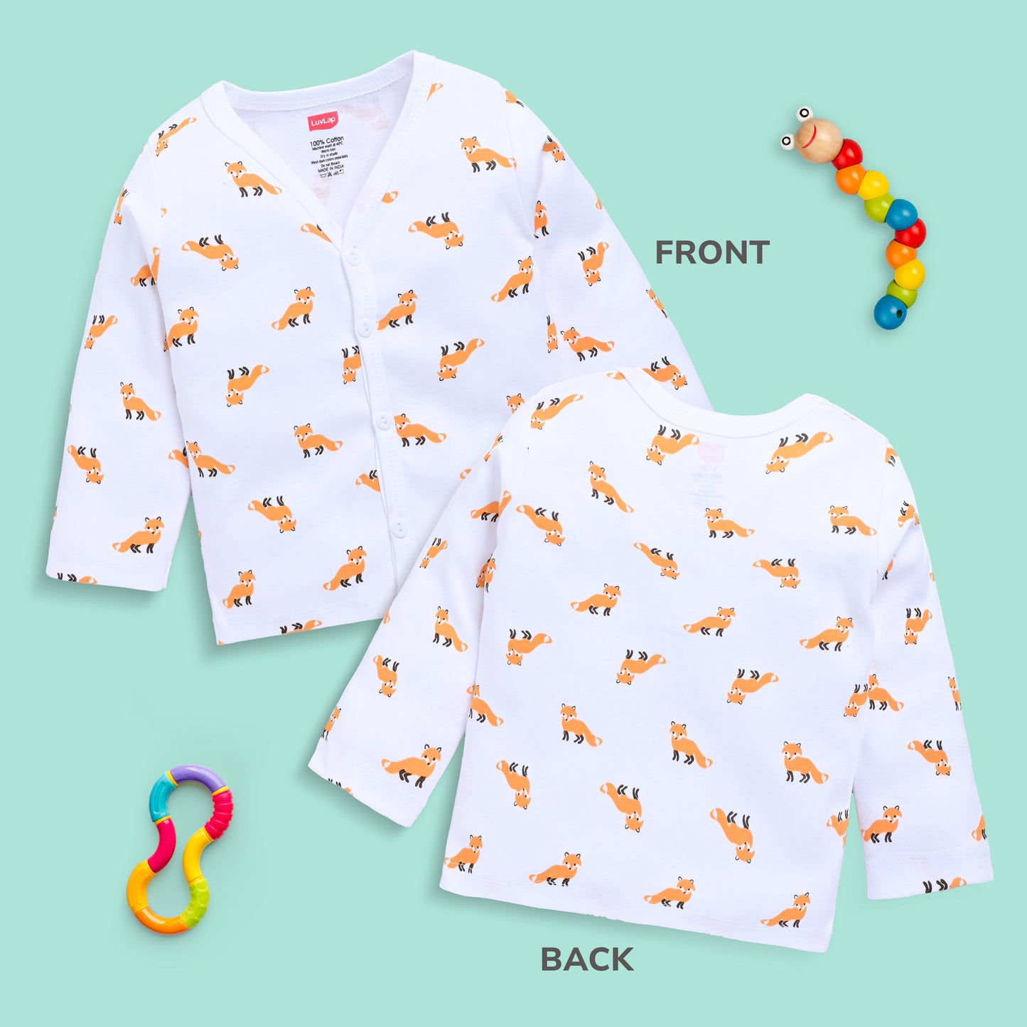 Boys & Girls Regular Fit 100% Cotton Full Sleeves Jhabla Pack Of 4, Off White, Light Peach, White & Baltic Sea