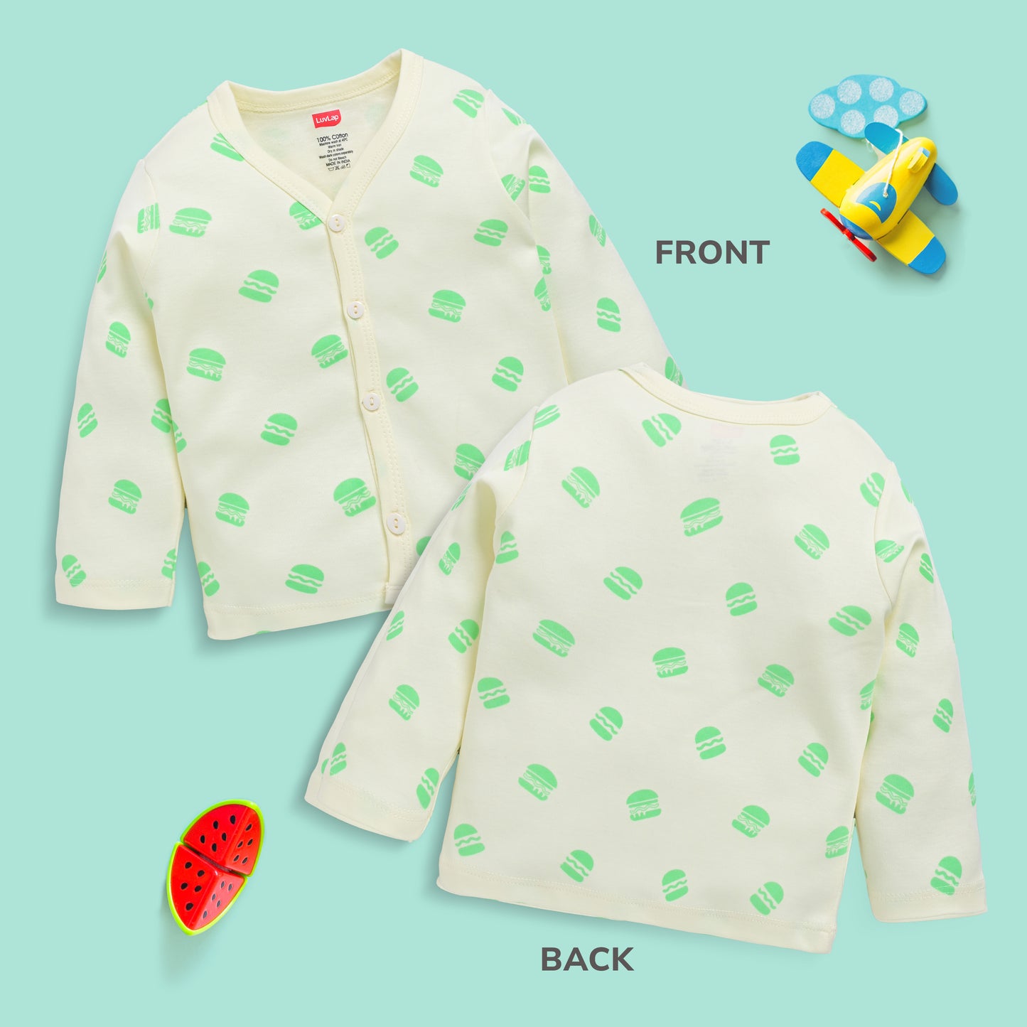 Boys & Girls Regular Fit 100% Cotton Full Sleeves Jhabla Pack Of 4, Off White, Light Peach, White & Baltic Sea