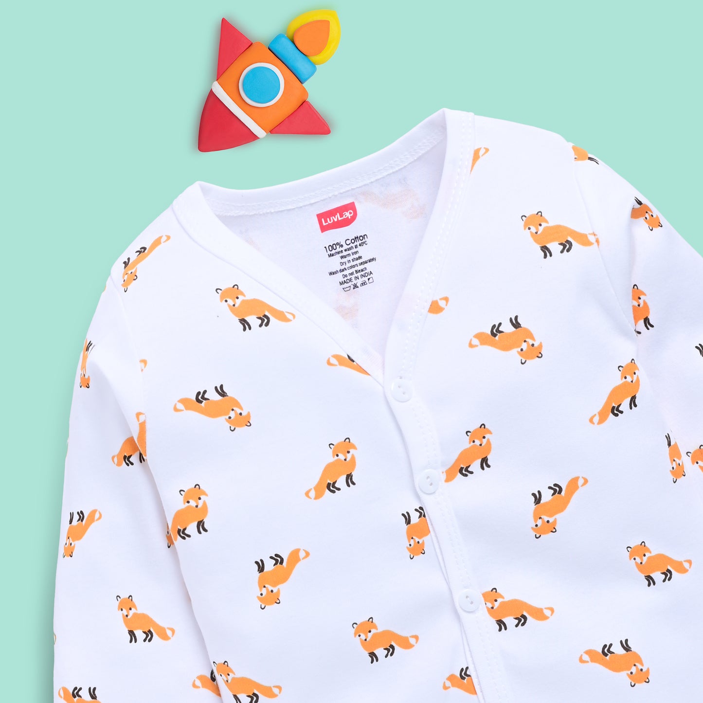 Boys & Girls Regular Fit 100% Cotton Full Sleeves Jhabla Pack Of 4, Off White, Light Peach, White & Baltic Sea