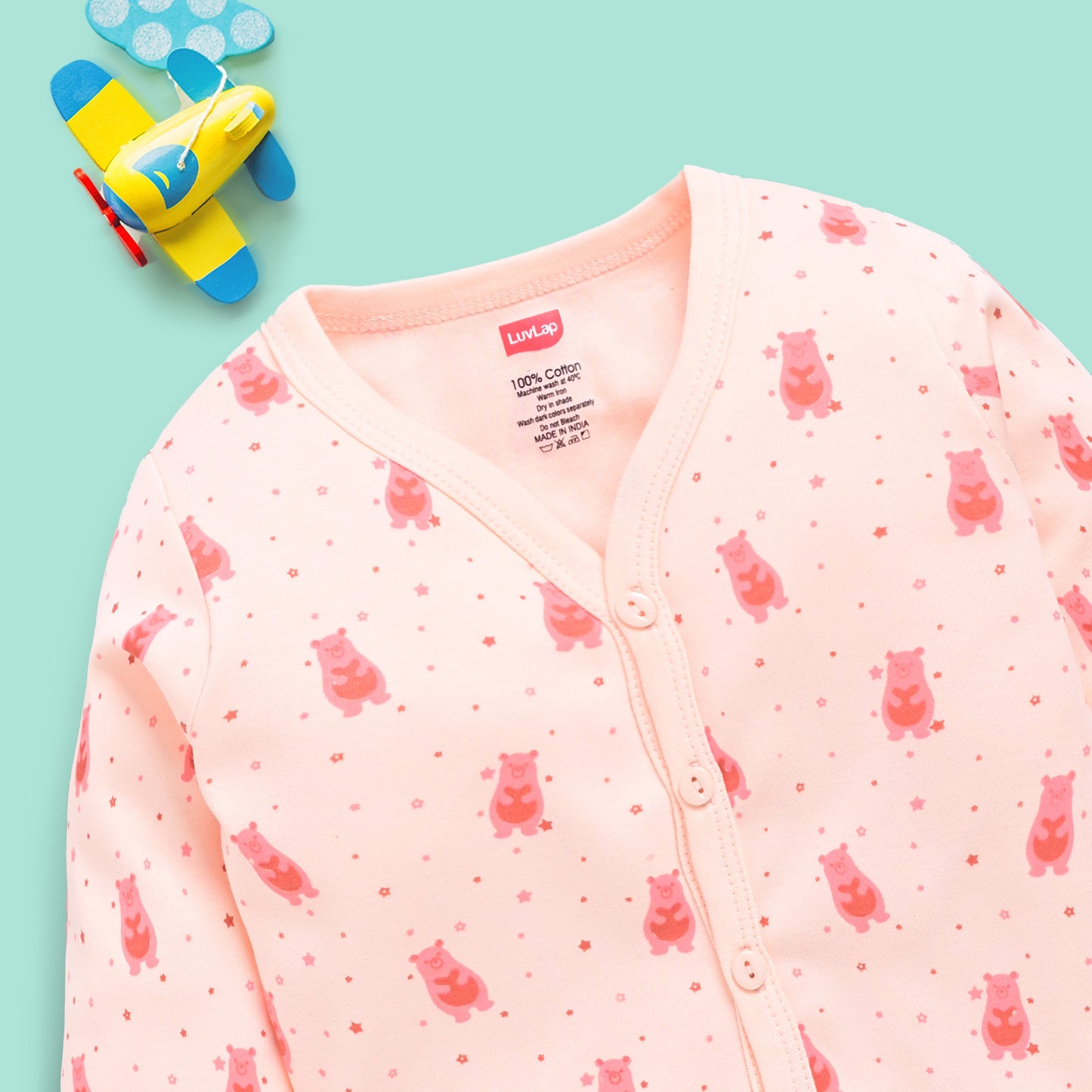 Boys & Girls Regular Fit 100% Cotton Full Sleeves Jhabla Pack Of 4, Off White, Light Peach, White & Baltic Sea