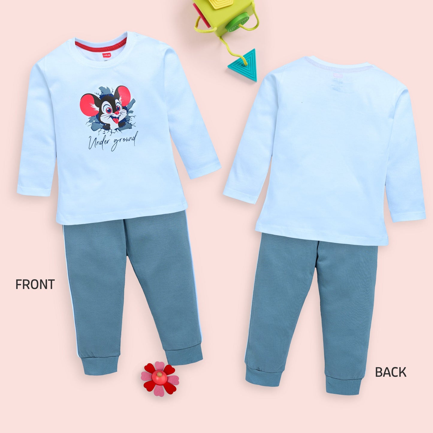 Baby Boys 100% Cotton Full Sleeve Boys T-Shirt & Pyjama Sets Pack Of 3, Mango, Sweet Peach & White