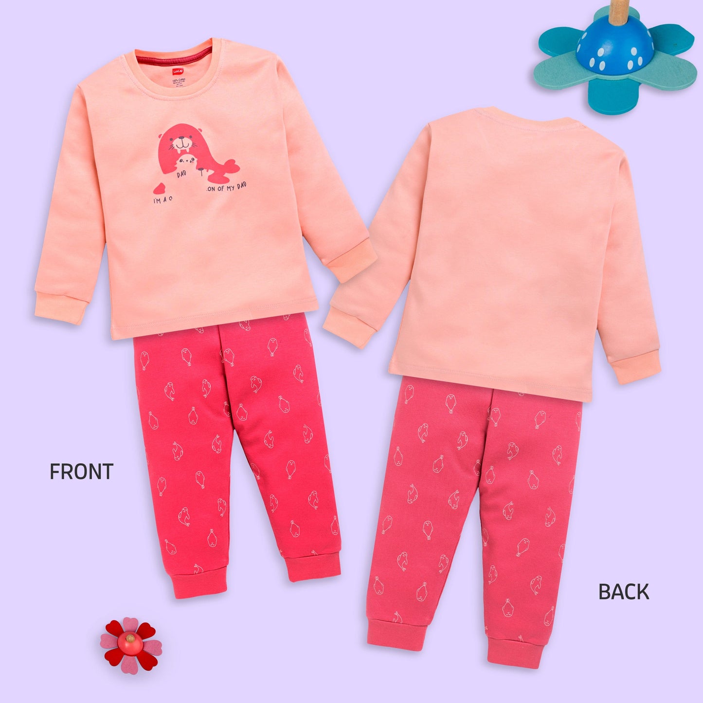 Baby Boys 100% Cotton Full Sleeve Boys T-Shirt & Pyjama Sets Pack Of 3, Peach, Misty Blue & Sea Green