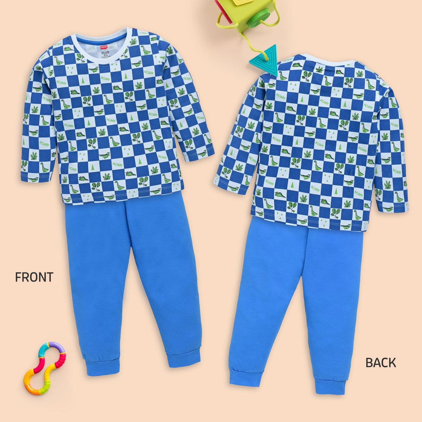 Baby Boys Pack Of 3 Full Sleeve T-Shirt & Pyjama Set 100% Cotton