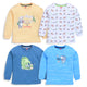 Baby Boys Regular Fit 100% Cotton Full Sleeves Boys T-Shirts Sets Pack Of 4, Mango, White, Provincial Blue & Baltic Sea