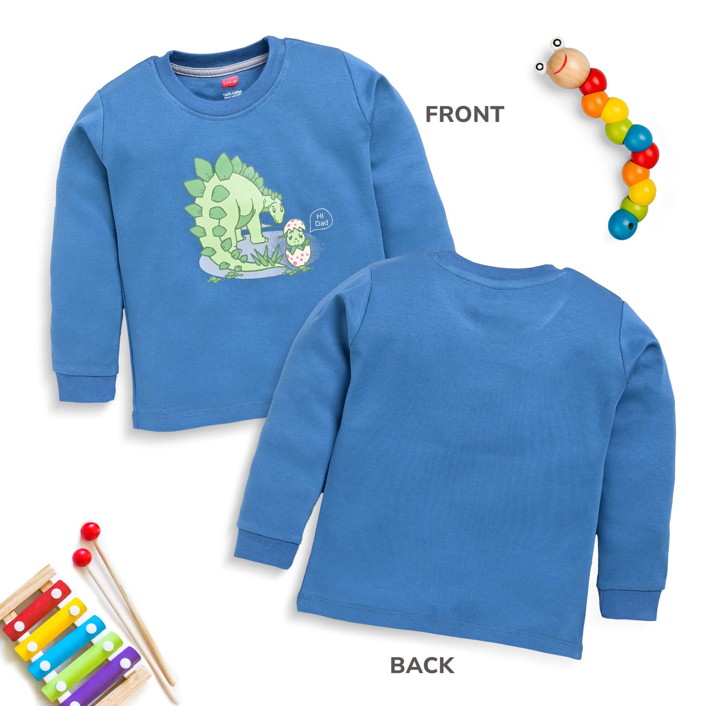 Baby Boys Regular Fit 100% Cotton Full Sleeves Boys T-Shirts Sets Pack Of 4, Mango, White, Provincial Blue & Baltic Sea
