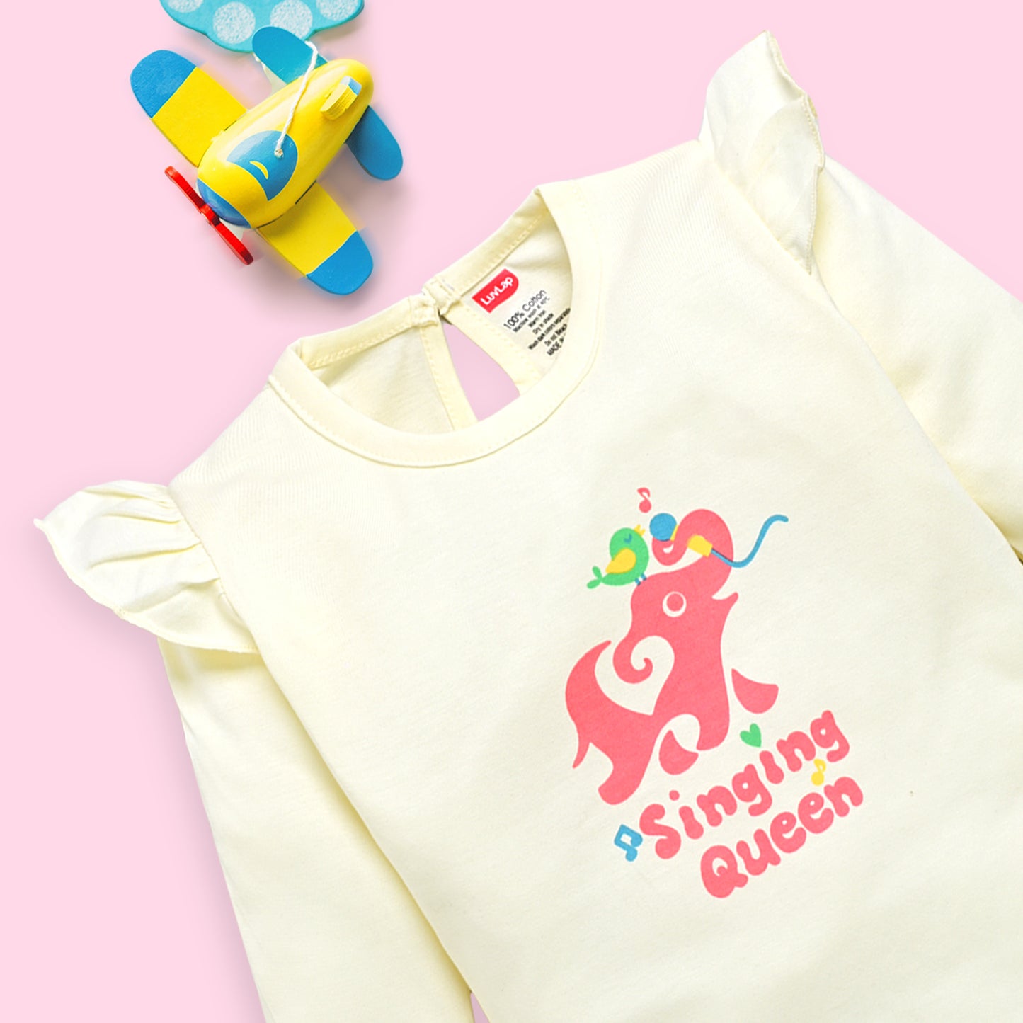 Baby Girls 100% Cotton Full Sleeve Girls Top & Pyjama CoSets Pack Of 3, Coral Red, Off White & Paradise Green